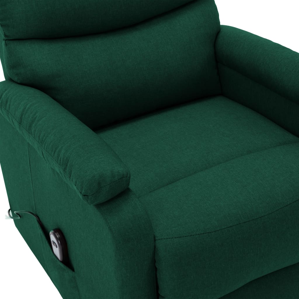 vidaXL Fotel rozkładany, podnoszony, ciemnozielony, obity tkaniną
