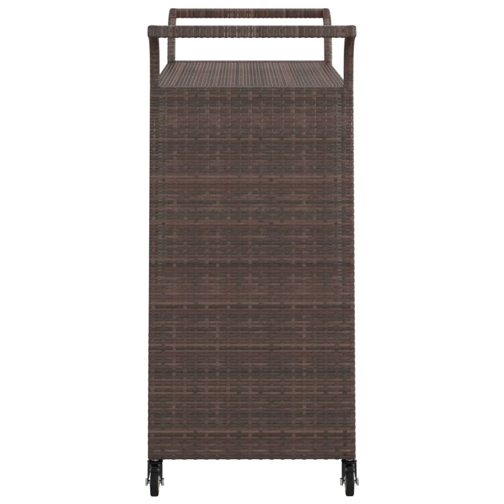 vidaXL Wózek barowy z szufladą, brązowy, 100x45x97 cm, polirattan