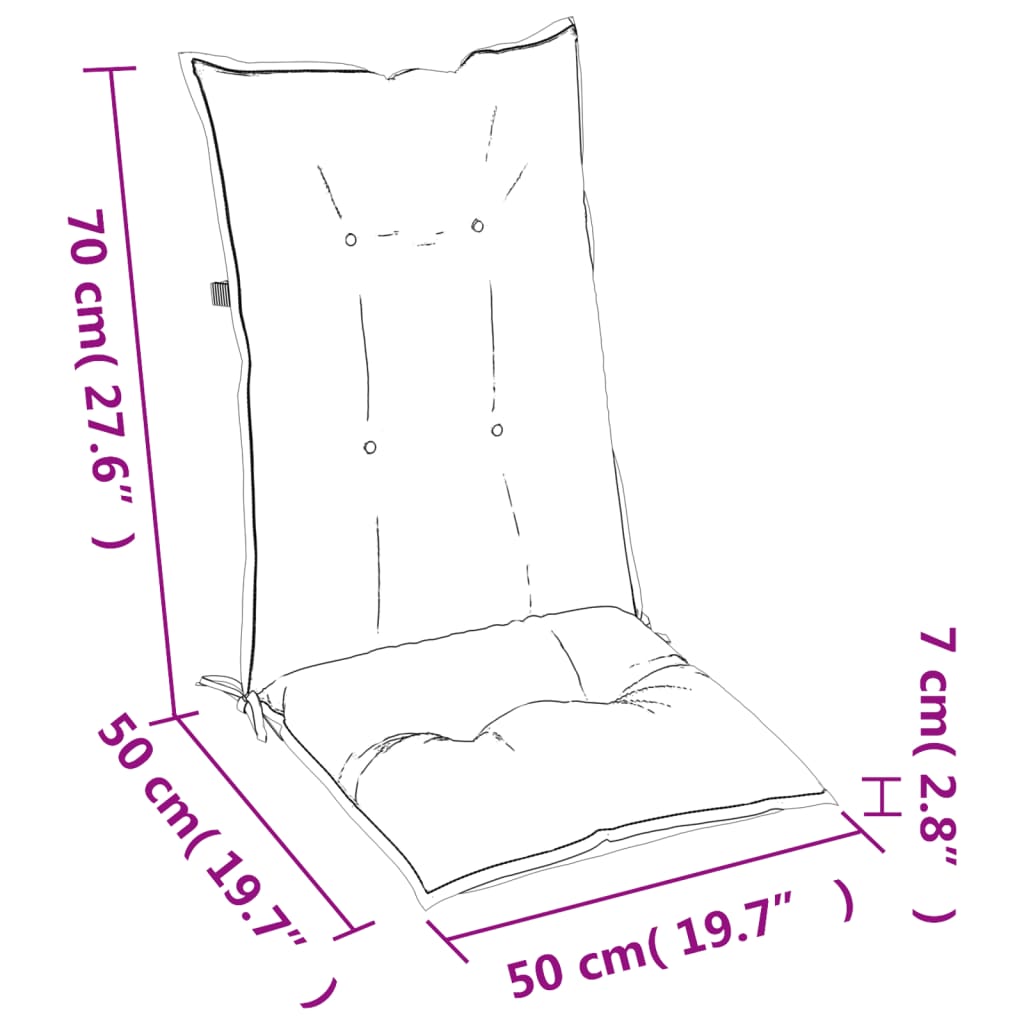 vidaXL Poduszki na krzesła ogrodowe, 2 szt., taupe, 120x50x7 cm