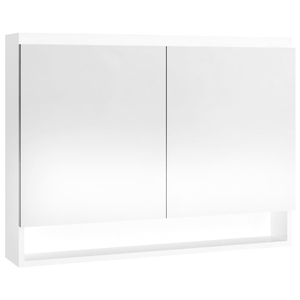 vidaXL Szafka łazienkowa z lustrem, 80x15x60 cm, MDF, biel z połyskiem