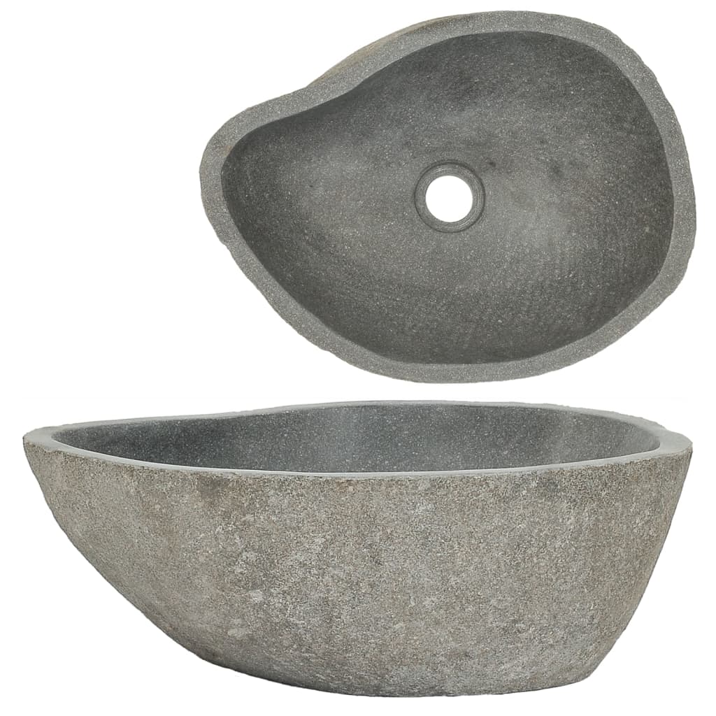 vidaXL Umywalka z kamienia rzecznego, owalna, 37-46 cm