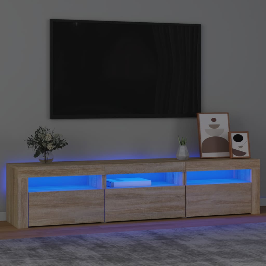 vidaXL Szafka pod TV z oświetleniem LED, dąb sonoma, 180x35x40 cm