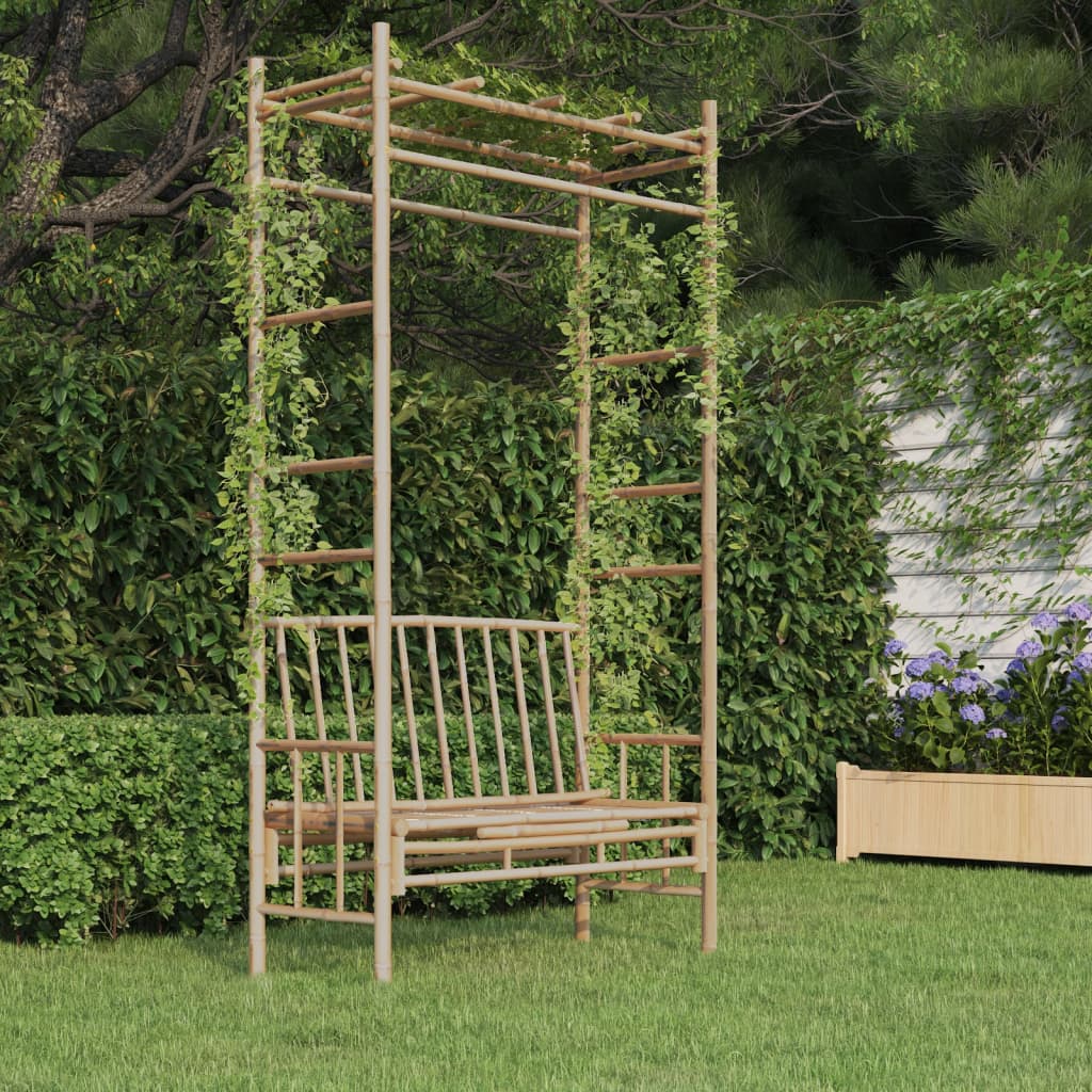 vidaXL Ławka ogrodowa z pergolą, 116 cm, bambusowa