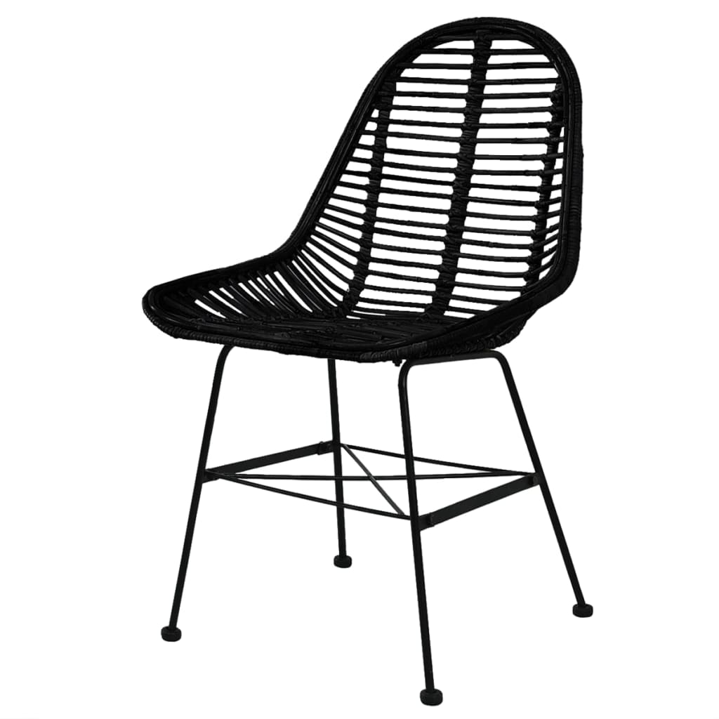 vidaXL Krzesła stołowe, 6 szt., czarne, naturalny rattan