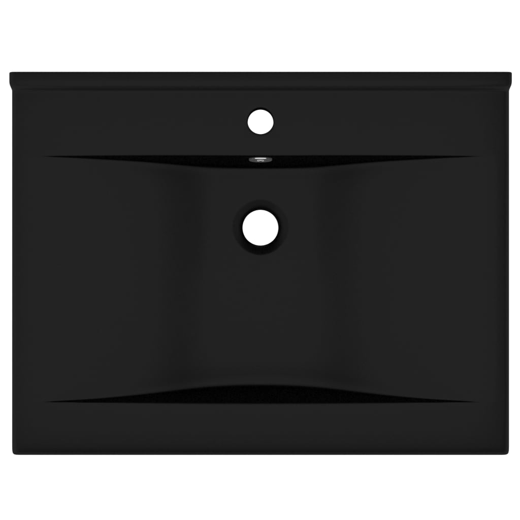 vidaXL Umywalka z otworem na kran, matowa czerń, 60x46 cm, ceramiczna