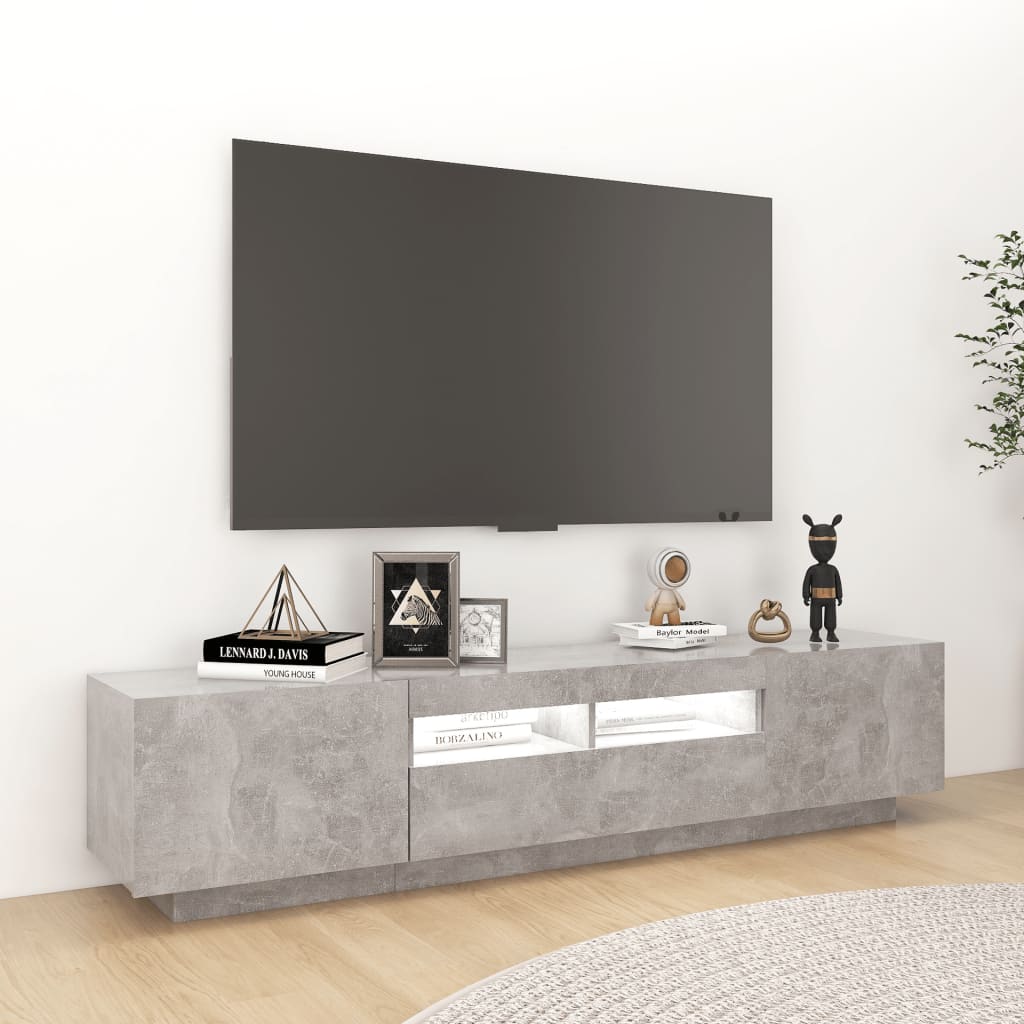 vidaXL Szafka TV z oświetleniem LED, szarość betonu, 180x35x40 cm