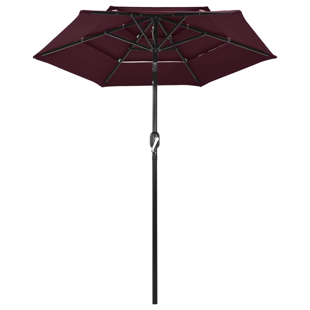 vidaXL 3-poziomowy parasol na aluminiowym słupku, bordowy, 2 m