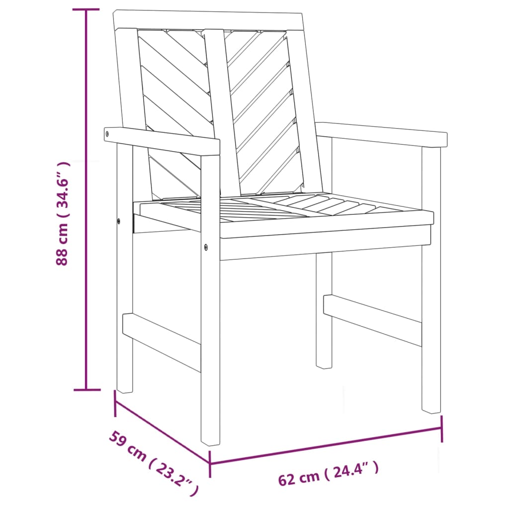 vidaXL Ogrodowe krzesła stołowe, 4 szt., lite drewno akacjowe
