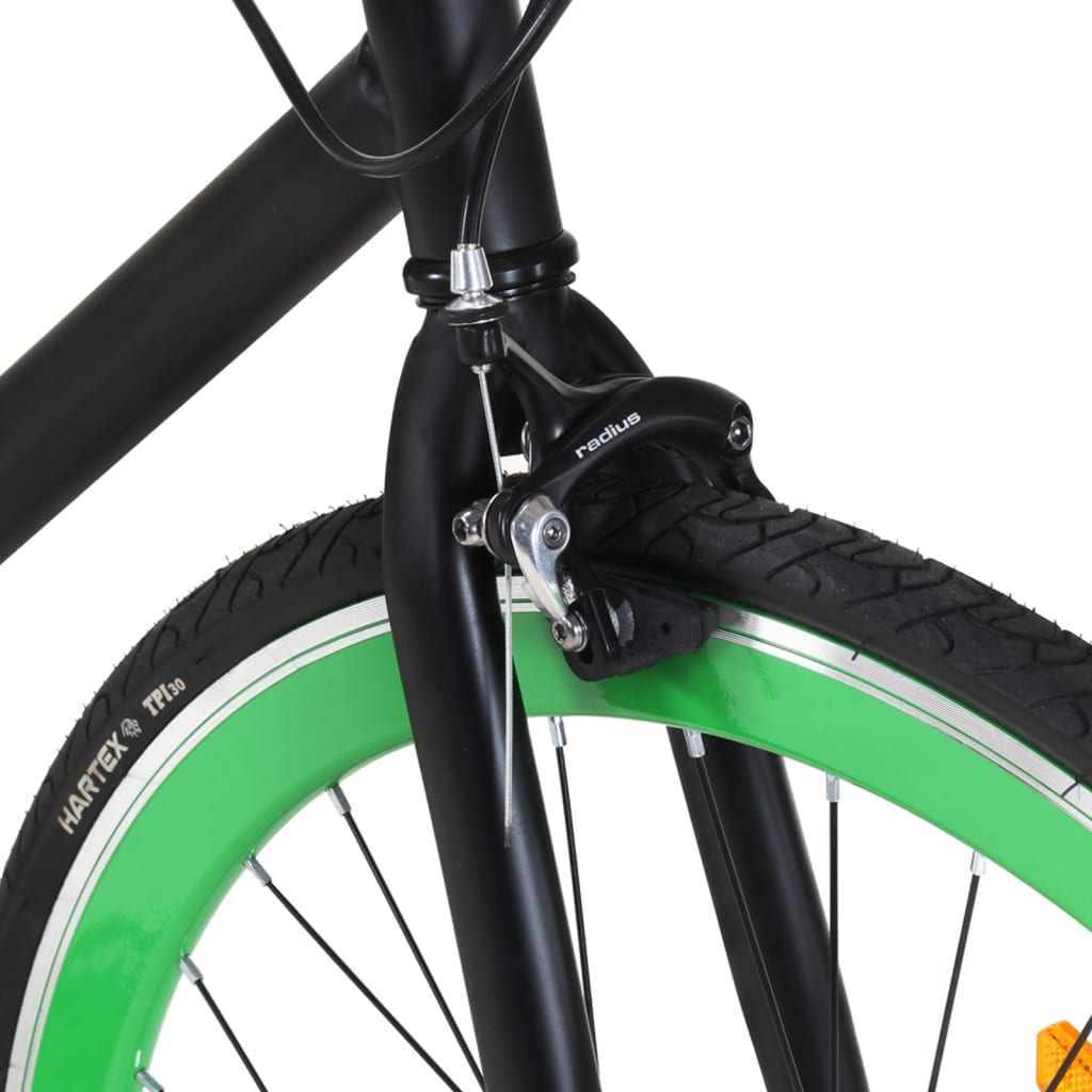 vidaXL Rower single speed, czarno-zielony, 700c, 51 cm