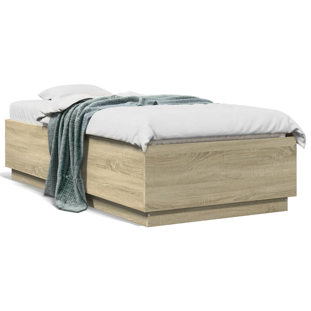 vidaXL Rama łóżka, dąb sonoma, 90x190 cm, materiał drewnopochodny