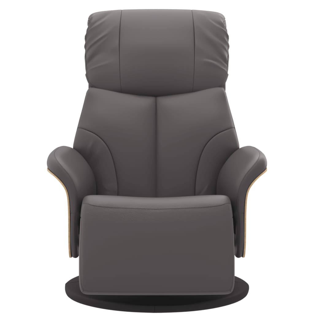 vidaXL Rozkładany fotel z podnóżkiem, szary, sztuczna skóra