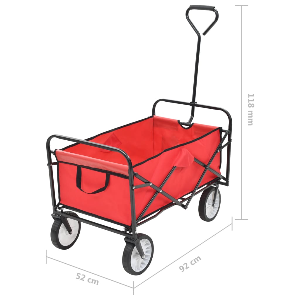 vidaXL Składany wózek ręczny, stalowy, czerwony