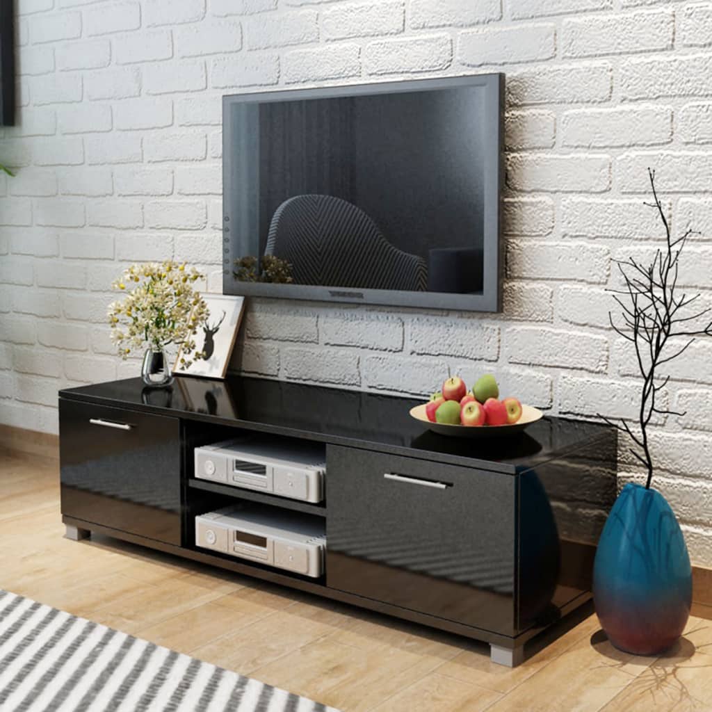 vidaXL Szafka pod TV na wysoki połysk czarna 120x40,5x35 cm