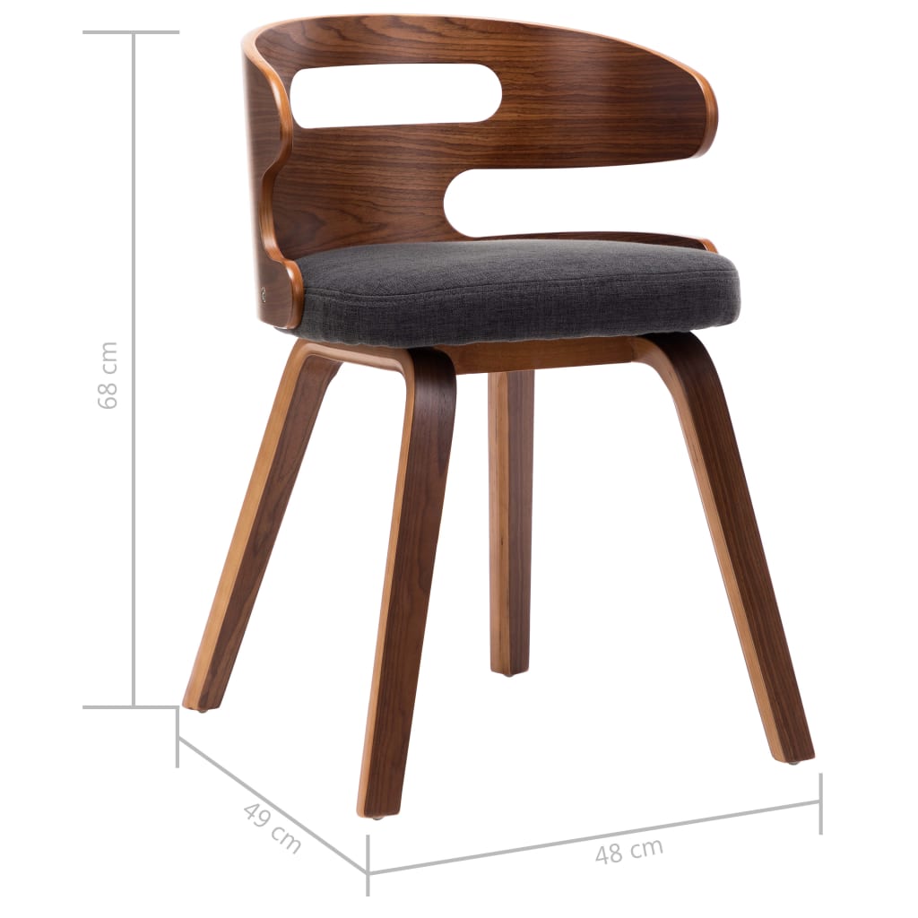 vidaXL Krzesła do jadalni, 6 szt., ciemnoszare, gięte drewno i tkanina