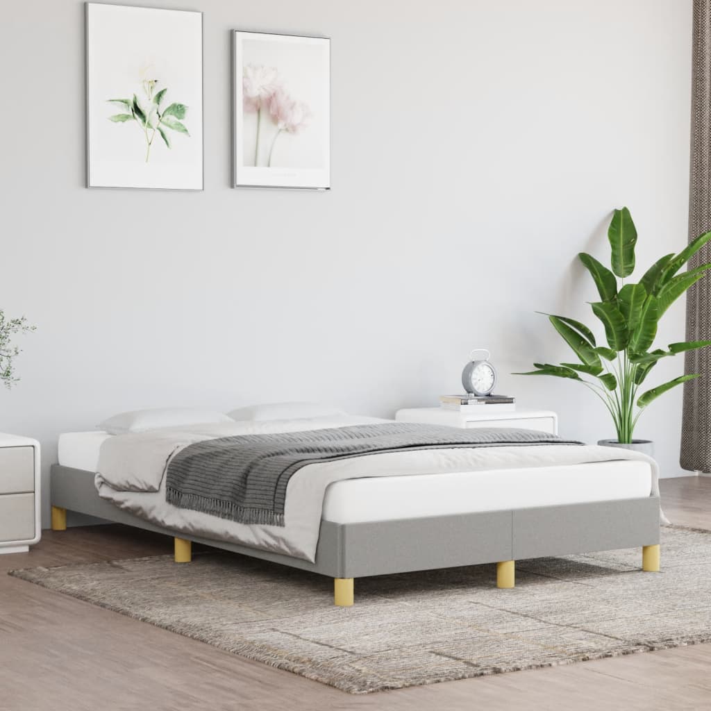 vidaXL Rama łóżka, jasnoszara, 120 x 200 cm, tapicerowana tkaniną