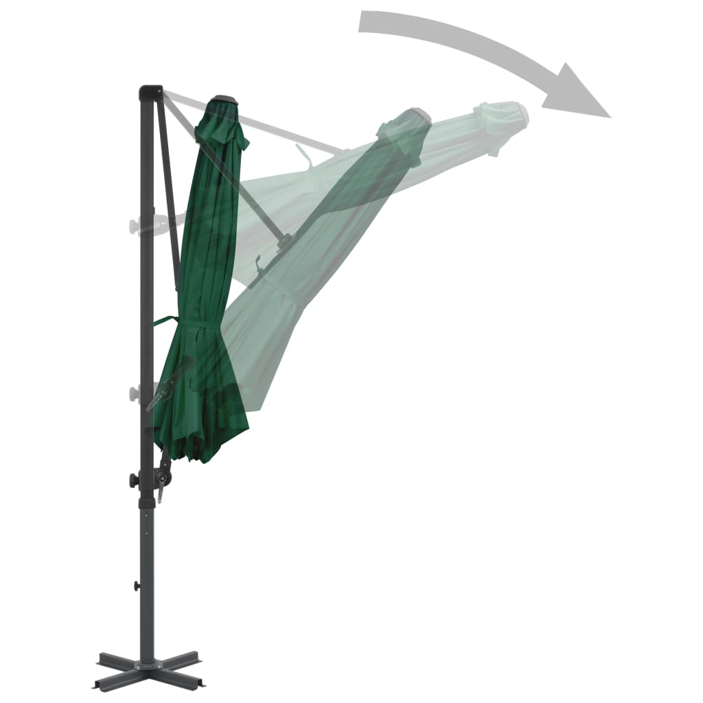 vidaXL Parasol wiszący z aluminiowym słupkiem, 300 cm, zielony