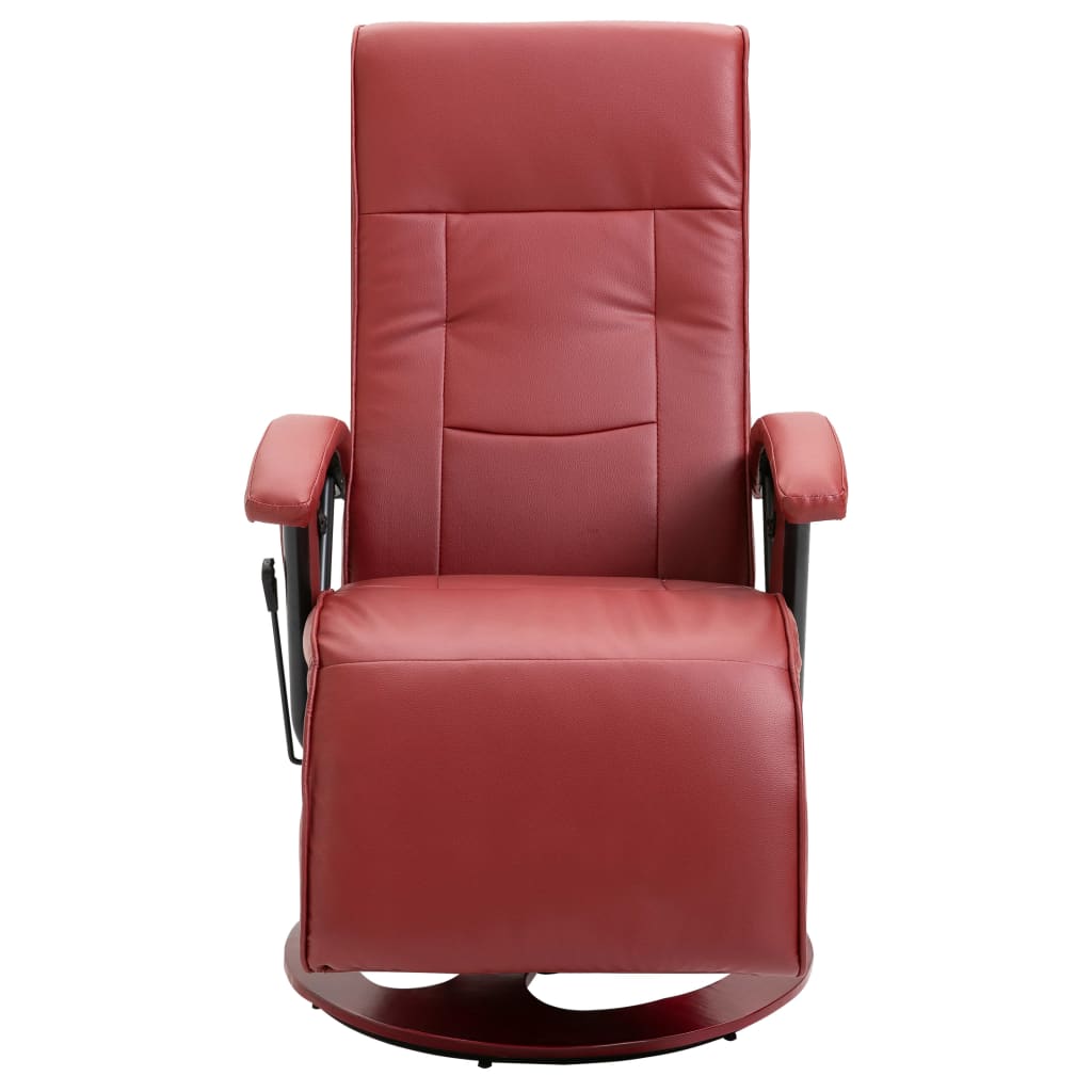 vidaXL Fotel masujący, kolor czerwonego wina, sztuczna skóra