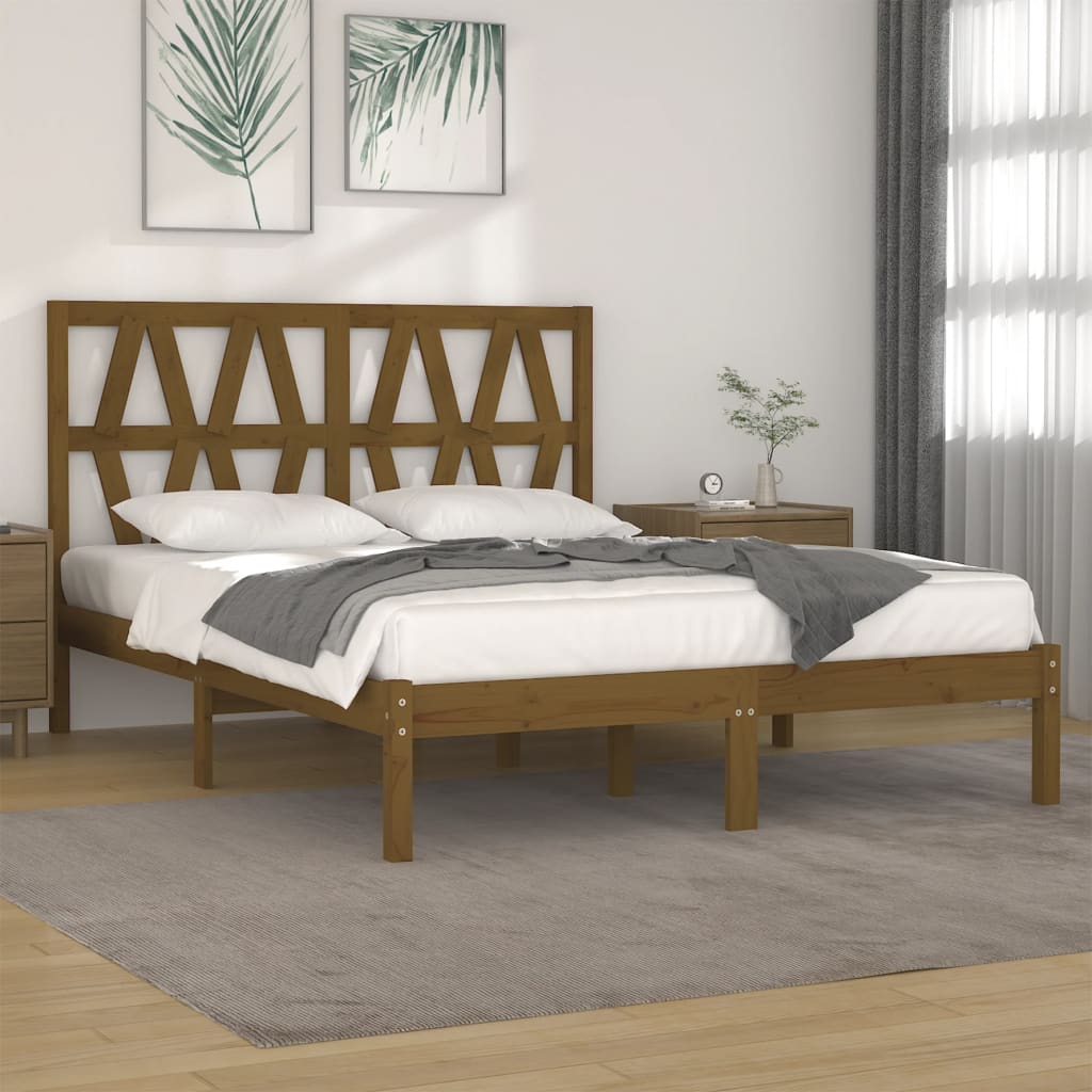 vidaXL Rama łóżka, miodowy brąz, lite drewno sosnowe, 200 x 200 cm