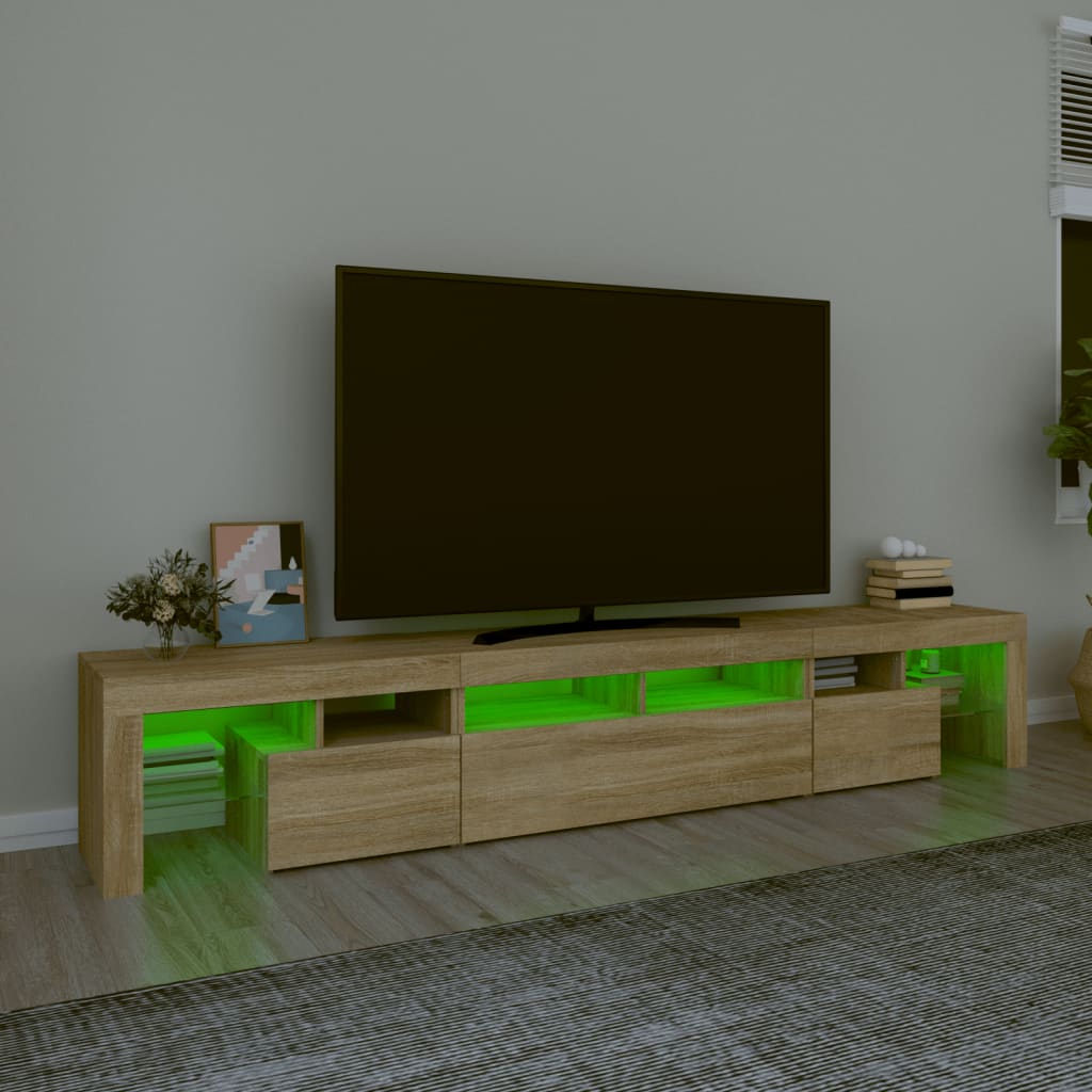 vidaXL Szafka pod TV z oświetleniem LED, dąb sonoma, 230x36,5x40 cm