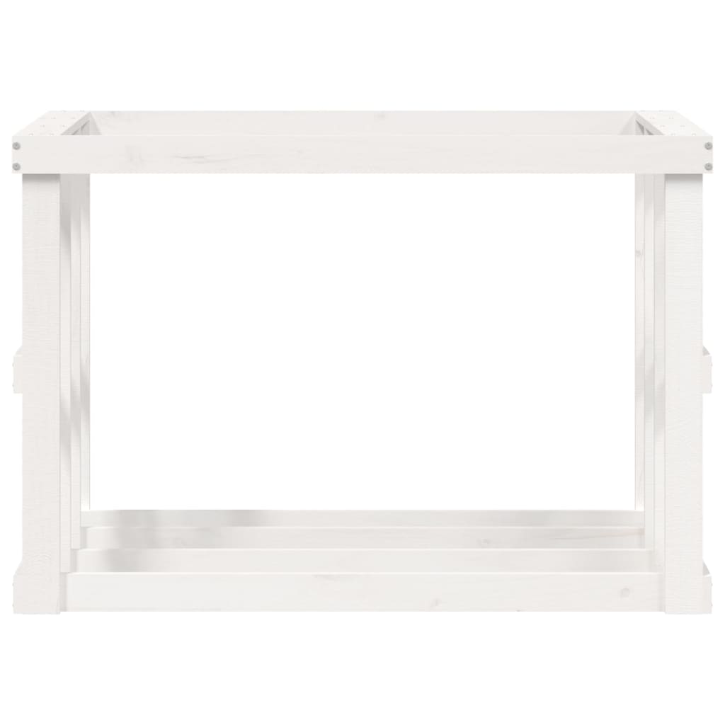 vidaXL Zewnętrzny stojak na drewno, biały, 108x52x74 cm, lita sosna