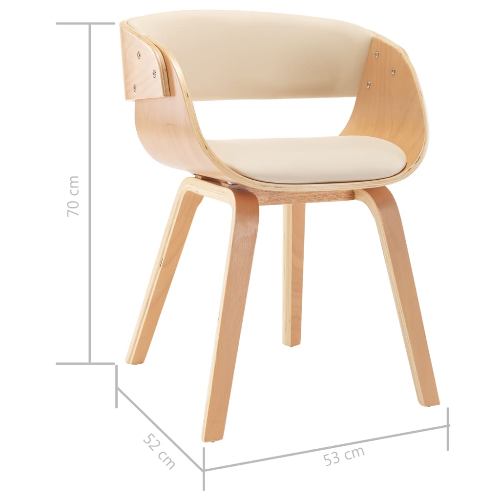 vidaXL Krzesło do jadalni, kremowe, gięte drewno i sztuczna skóra