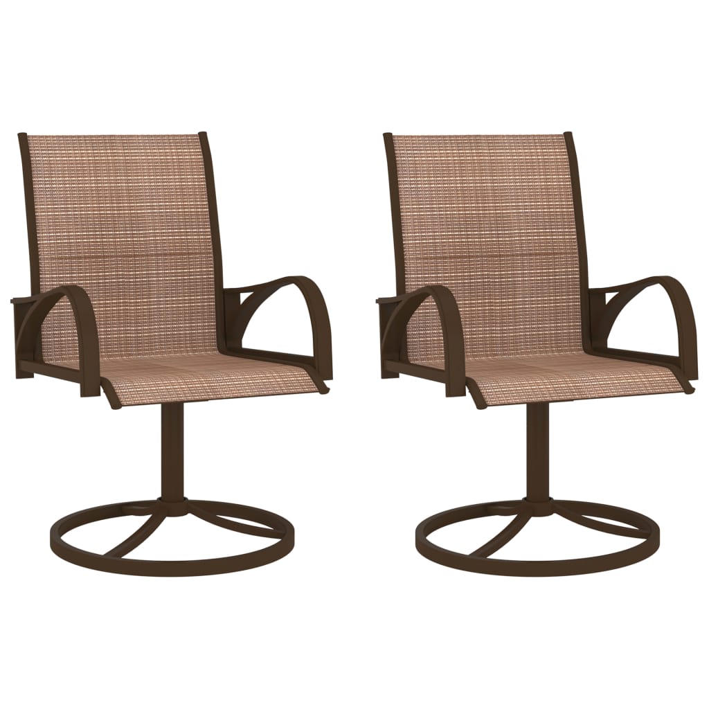 vidaXL Obrotowe krzesła ogrodowe, 2 szt., textilene i stal, brązowe