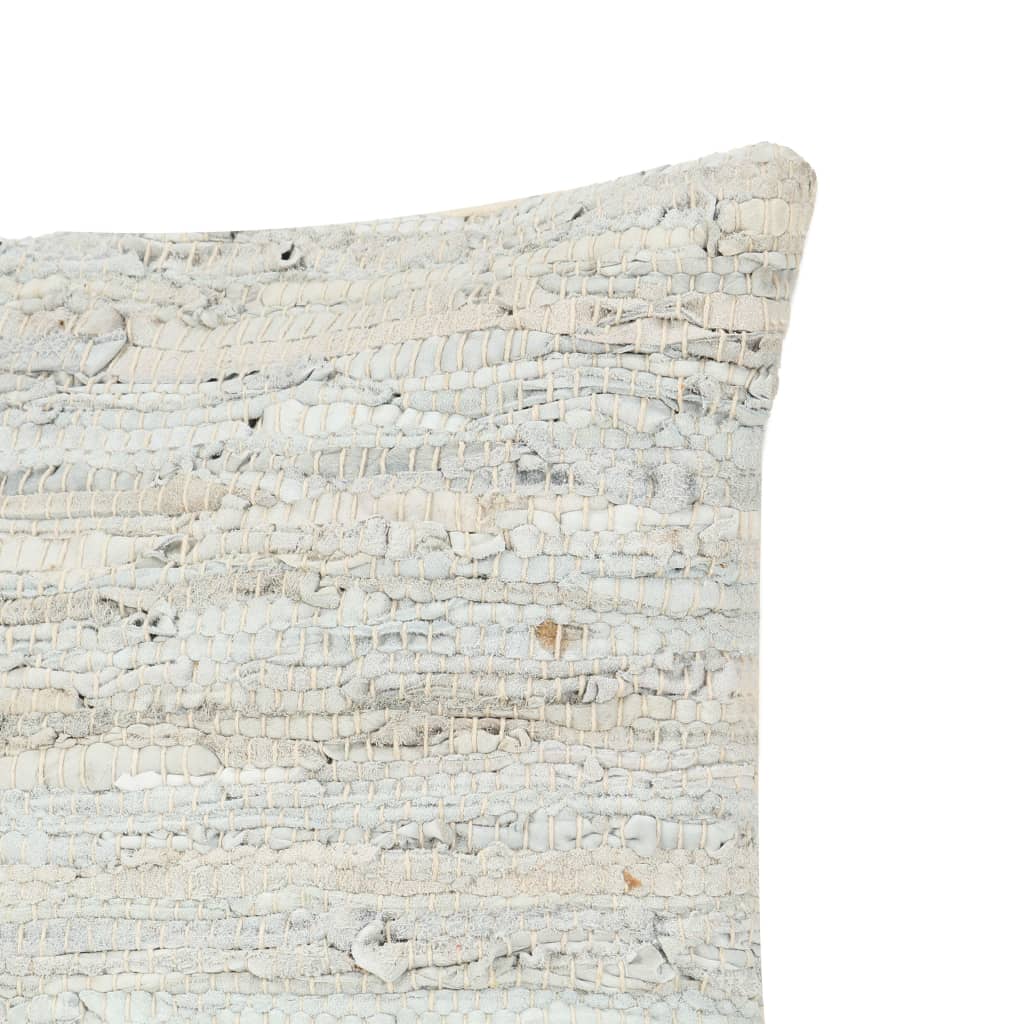 vidaXL Poduszka Chindi, jasnoszara, 60x60 cm, skóra i bawełna
