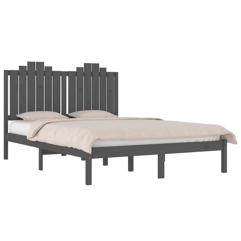 vidaXL Rama łóżka, szara, lite drewno sosnowe, 120 x 200 cm