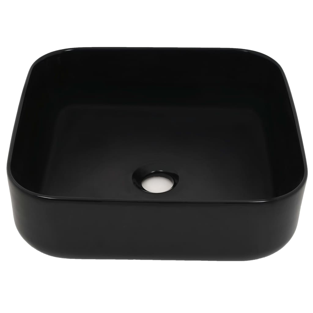 vidaXL Ceramiczna umywalka kwadratowa, 38 x 38 x 13,5 cm, czarna