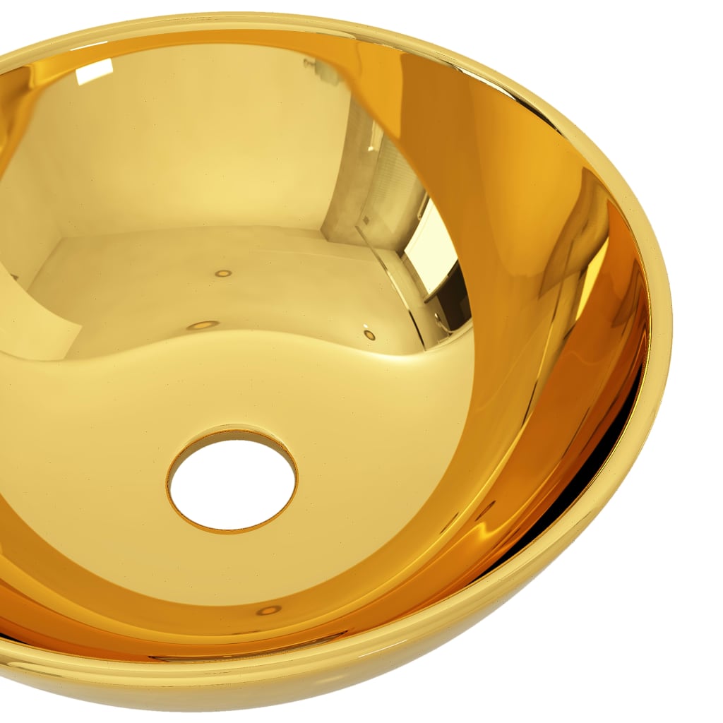 vidaXL Umywalka, 28 x 10 cm, ceramiczna, złota