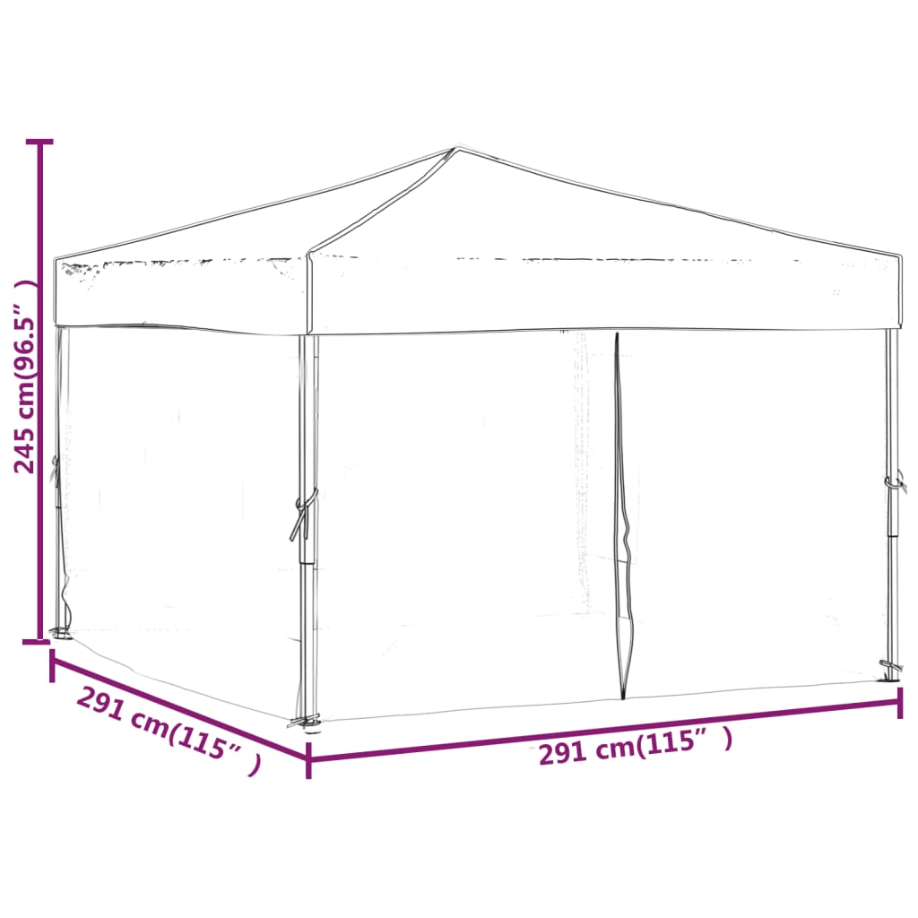 vidaXL Składany namiot imprezowy ze ściankami, czarny, 3x3 m