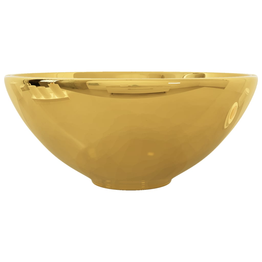 vidaXL Umywalka, 32,5 x 14 cm, ceramiczna, złota