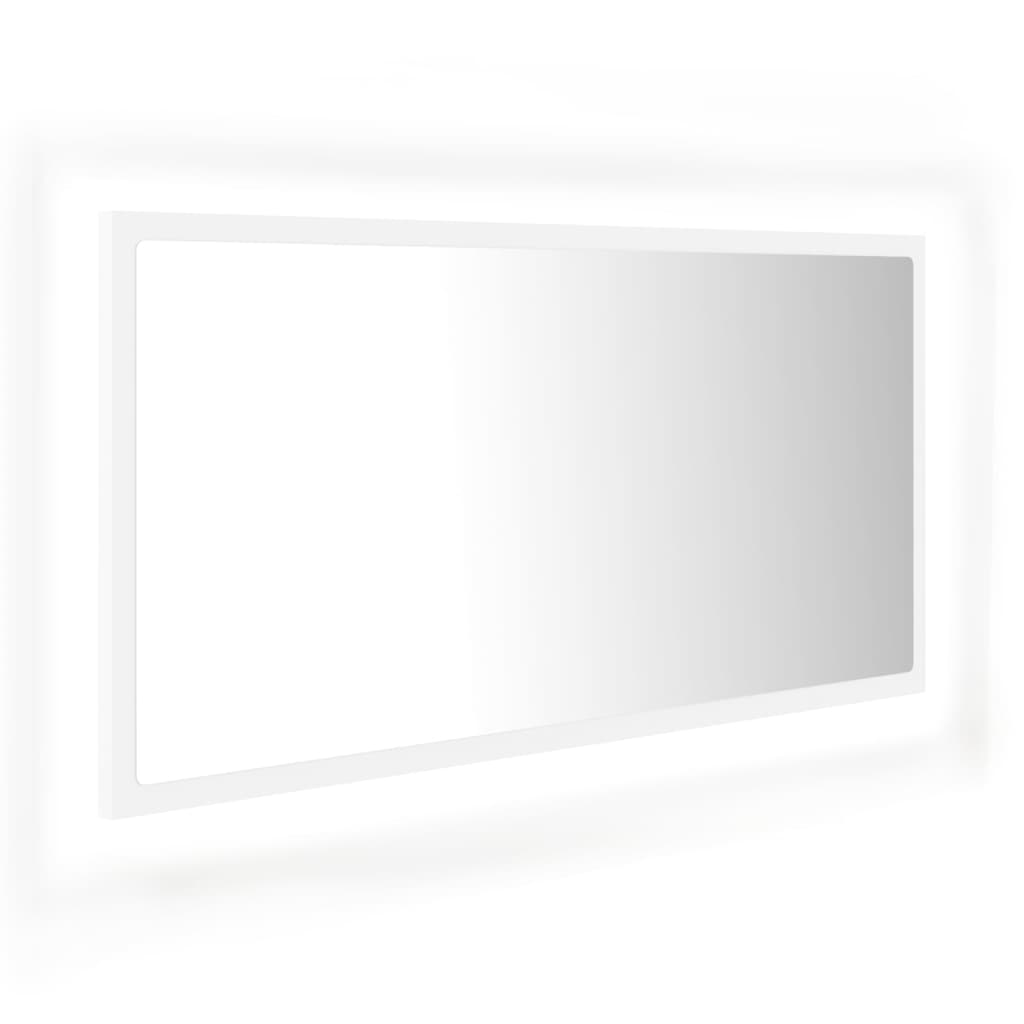 vidaXL Lustro łazienkowe z LED, białe, 90x8,5x37 cm, akryl