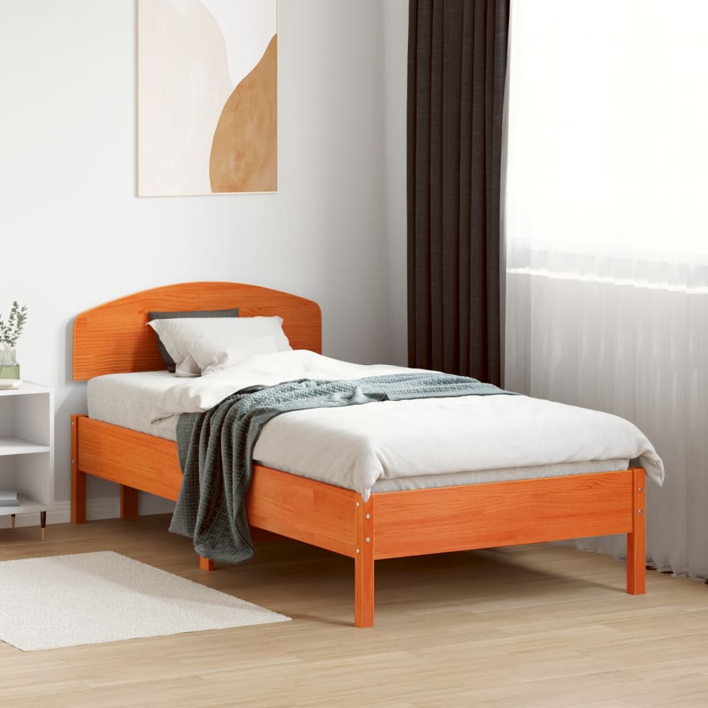 vidaXL Wezgłowie łóżka, woskowy brąz, 90 cm, lite drewno sosnowe