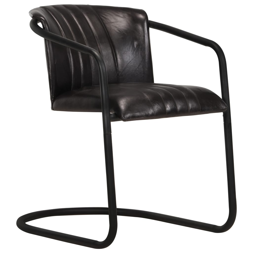 vidaXL Krzesła stołowe, 2 szt., czarne, skóra naturalna