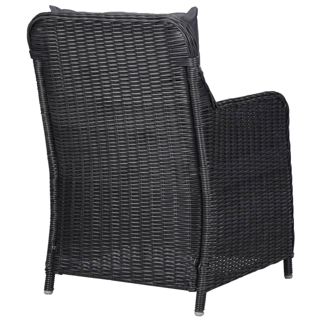 vidaXL 2 krzesła ogrodowe ze stolikiem, polirattan, czarne