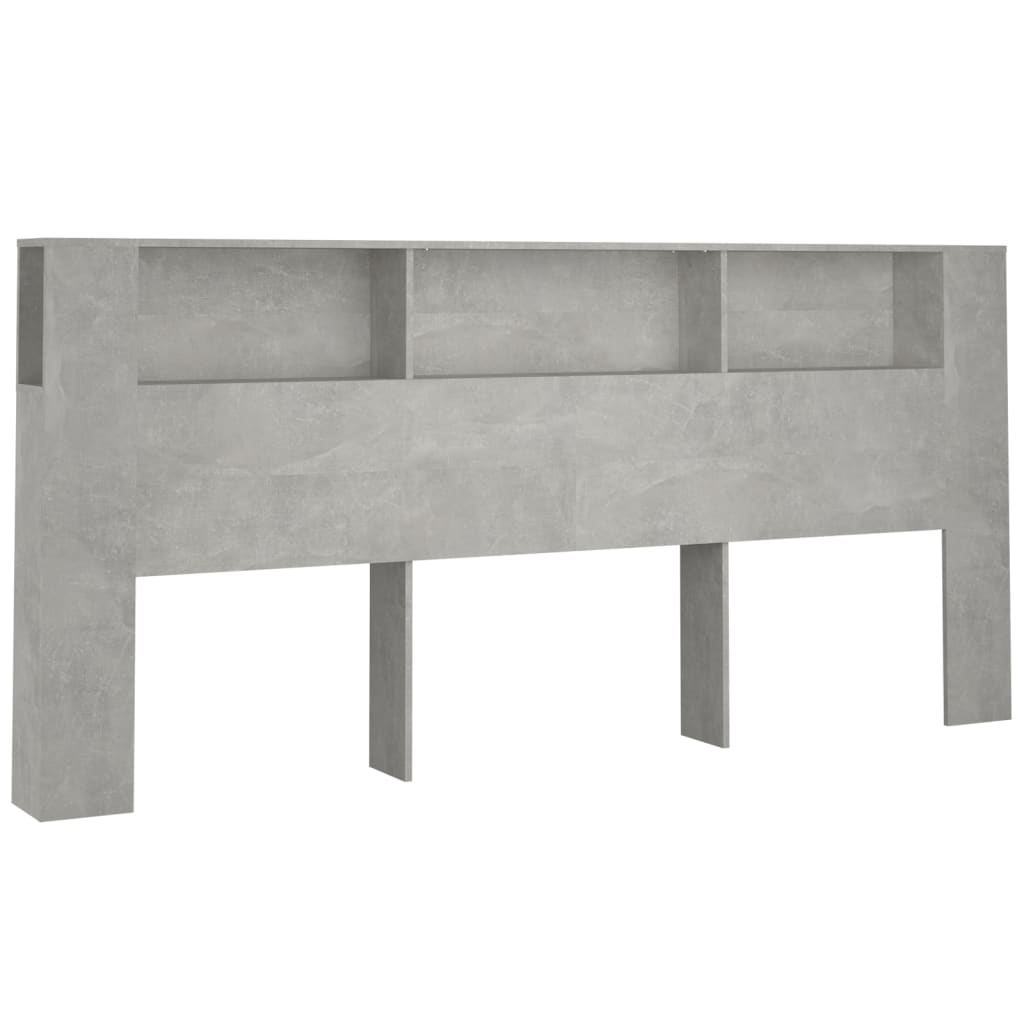 vidaXL Wezgłowie łóżka z półkami, szarość betonu, 220x18,5x104,5 cm