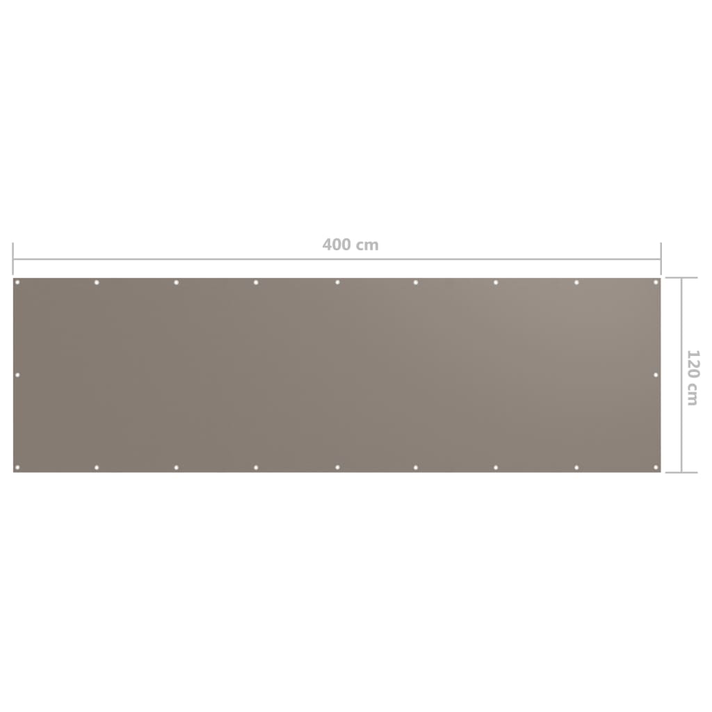 vidaXL Parawan balkonowy, kolor taupe, 120x400 cm, tkanina Oxford
