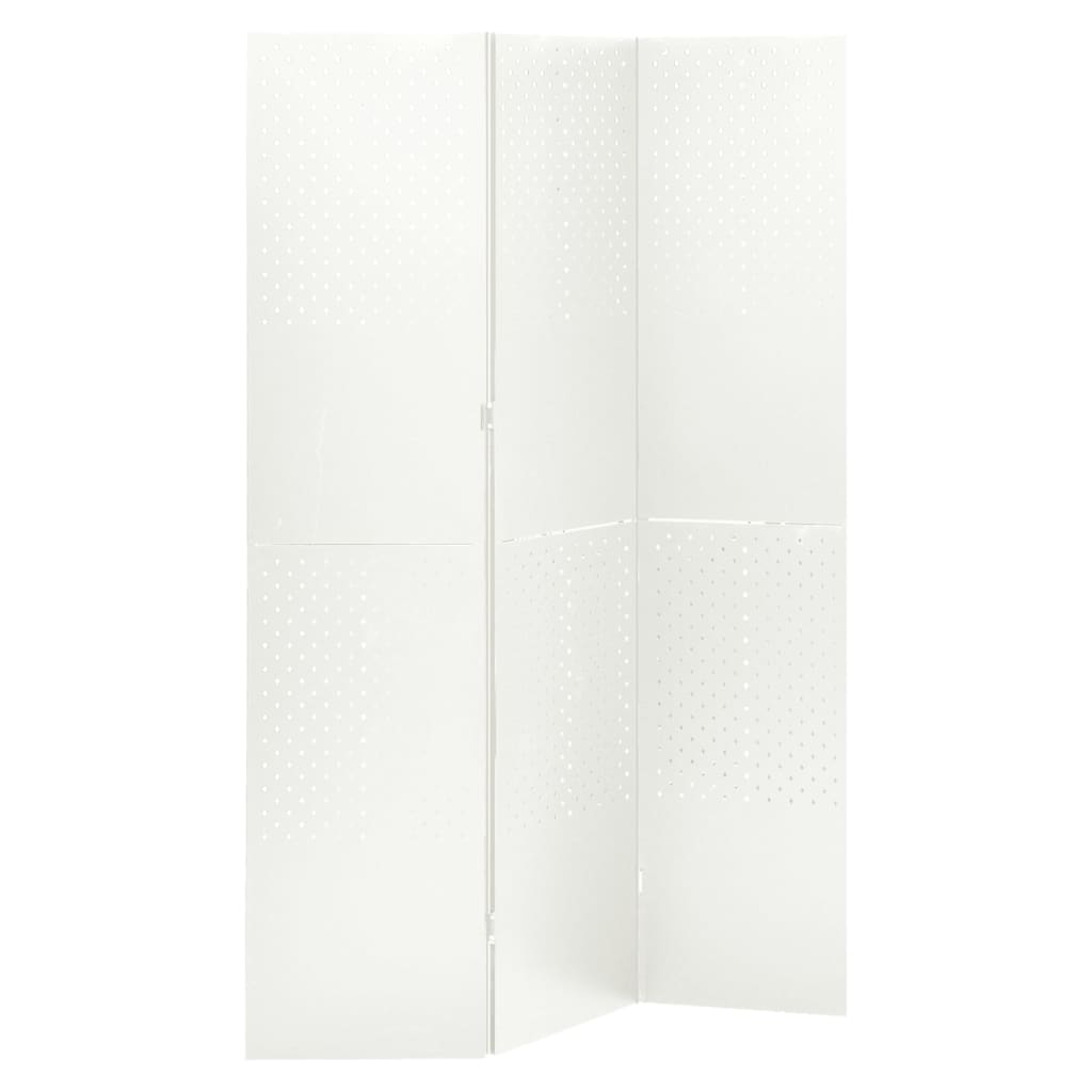 vidaXL Parawan 3-panelowy, biały, 120 x 180 cm, stalowy