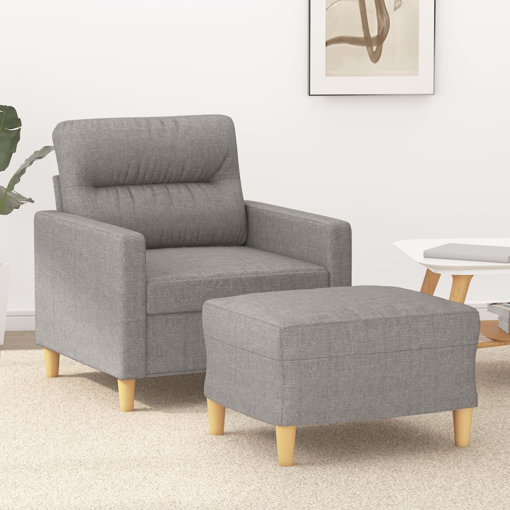 vidaXL Fotel z podnóżkiem, jasnoszary, 60 cm, obity tkaniną