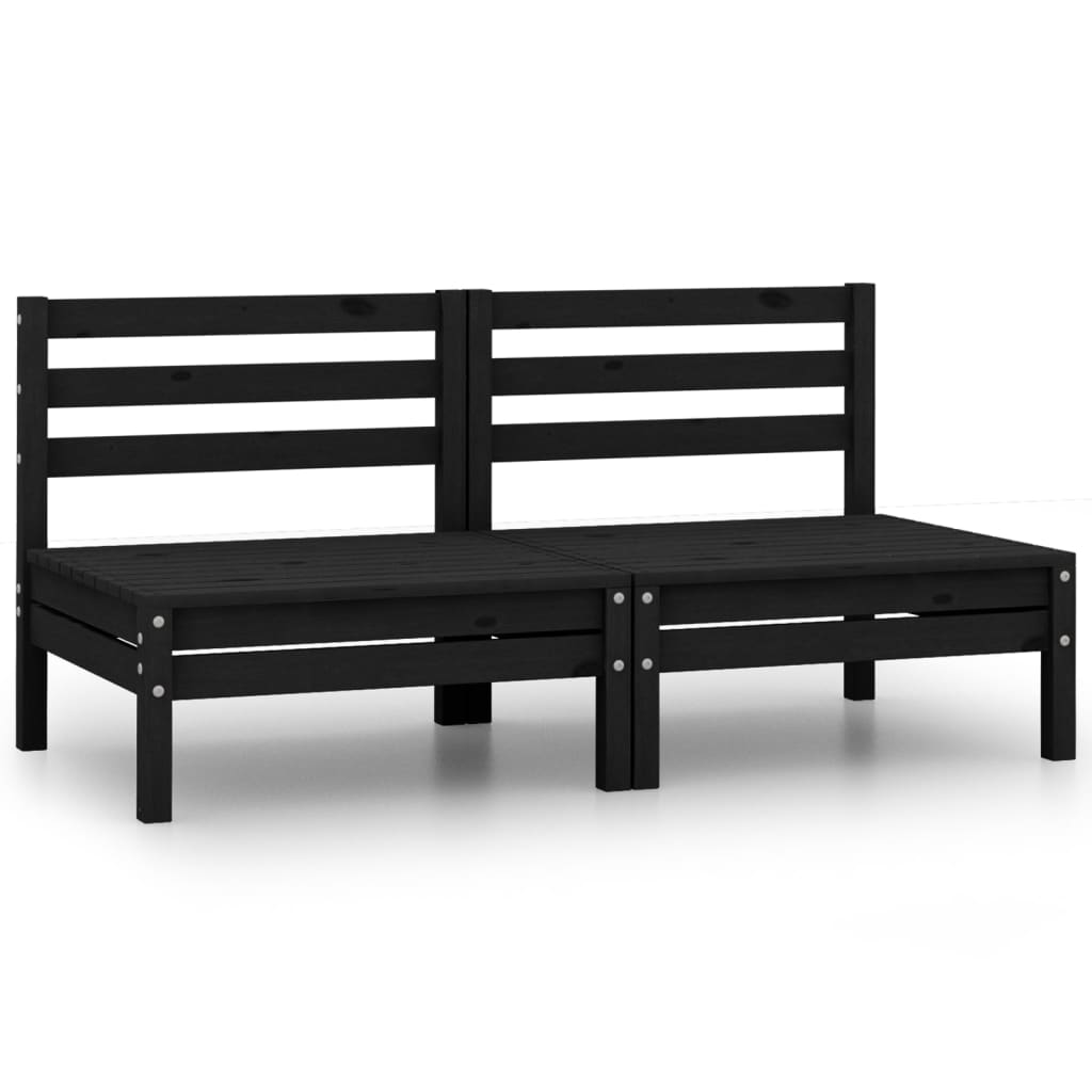 vidaXL 2-osobowa sofa ogrodowa, czarna, lite drewno sosnowe