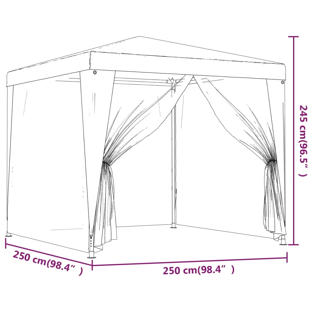 vidaXL Namiot imprezowy z 4 siatkowymi ściankami, 2,5x2,5 m, biały
