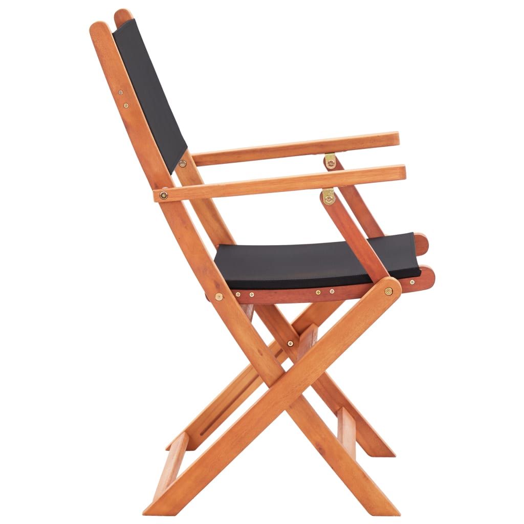 vidaXL Składane krzesła ogrodowe 8 szt. czarne, eukaliptus i textilene