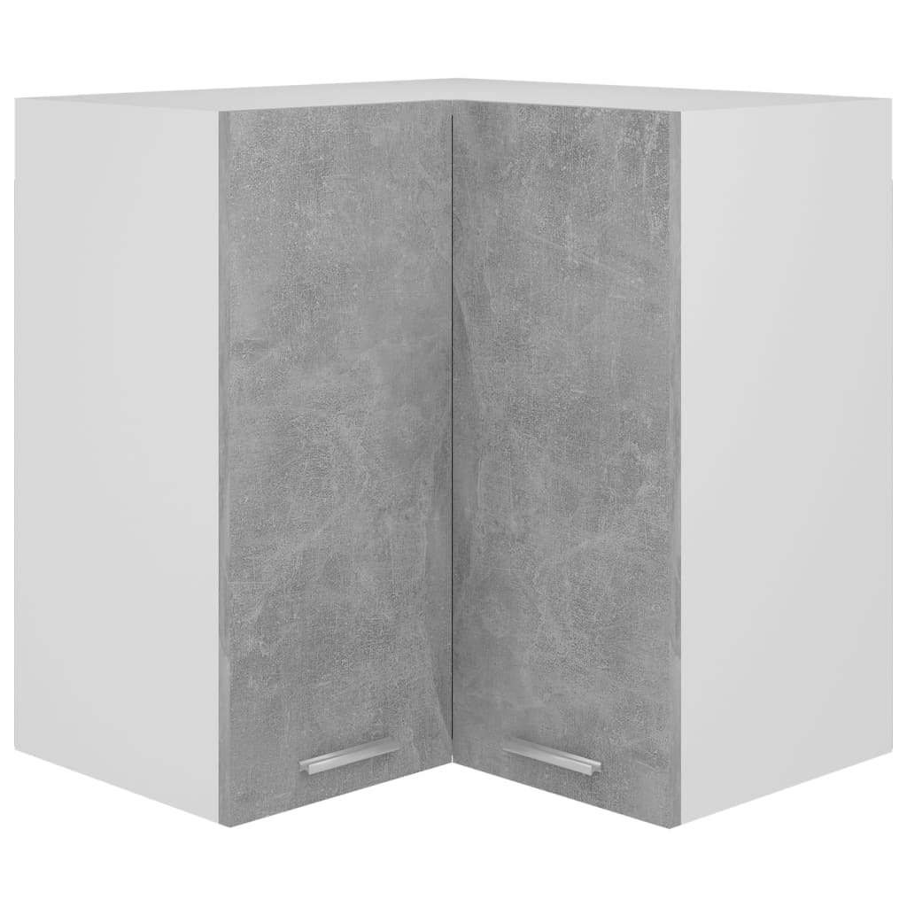 vidaXL Wisząca szafka narożna, szarość betonu, 57x57x60 cm, płyta