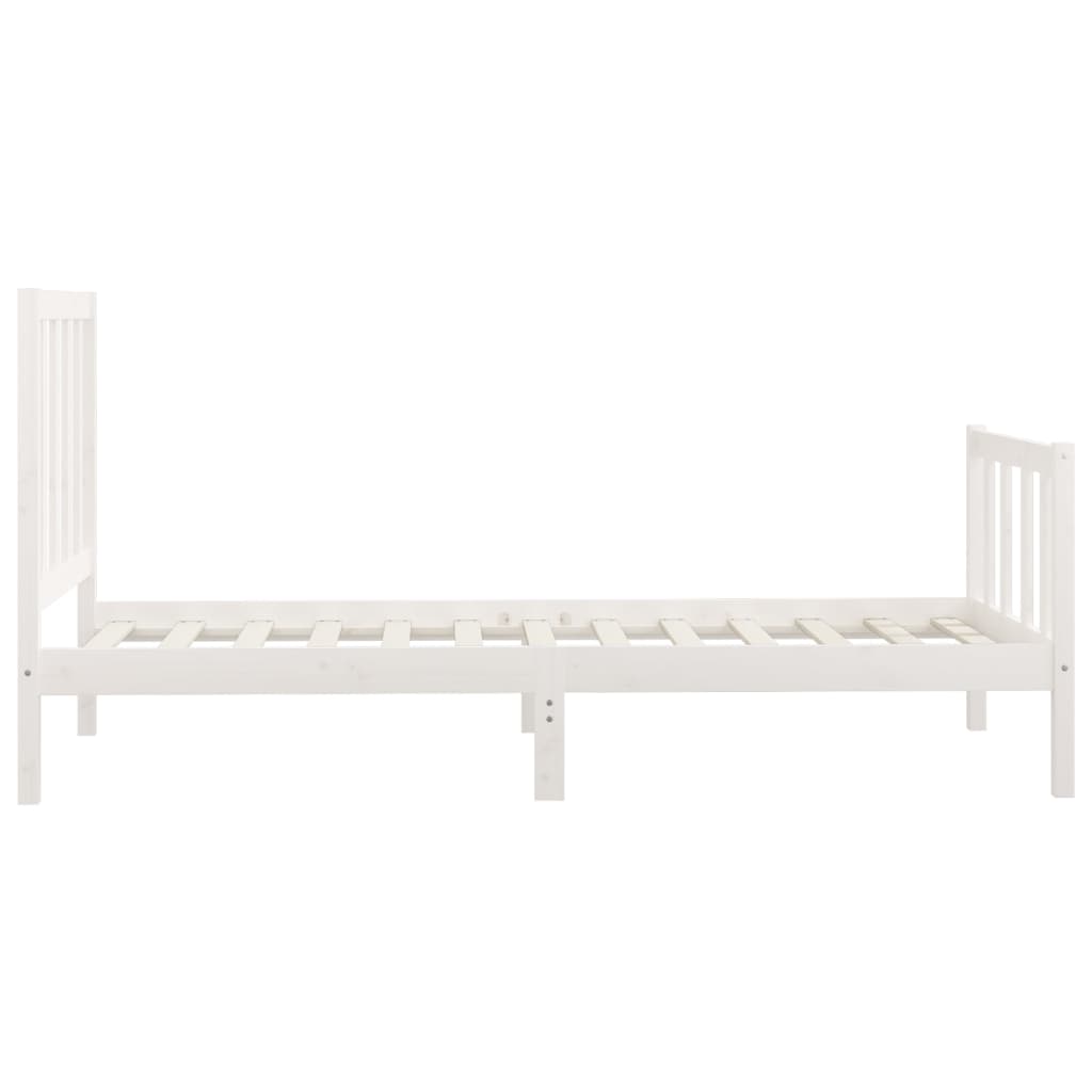 vidaXL Rama łóżka, biała, lite drewno, 90x200 cm