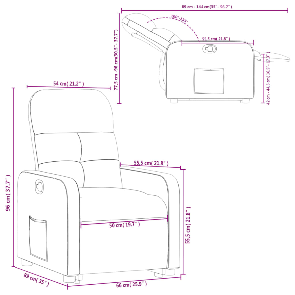 vidaXL Podnoszony fotel rozkładany, ciemnozielony, obity tkaniną
