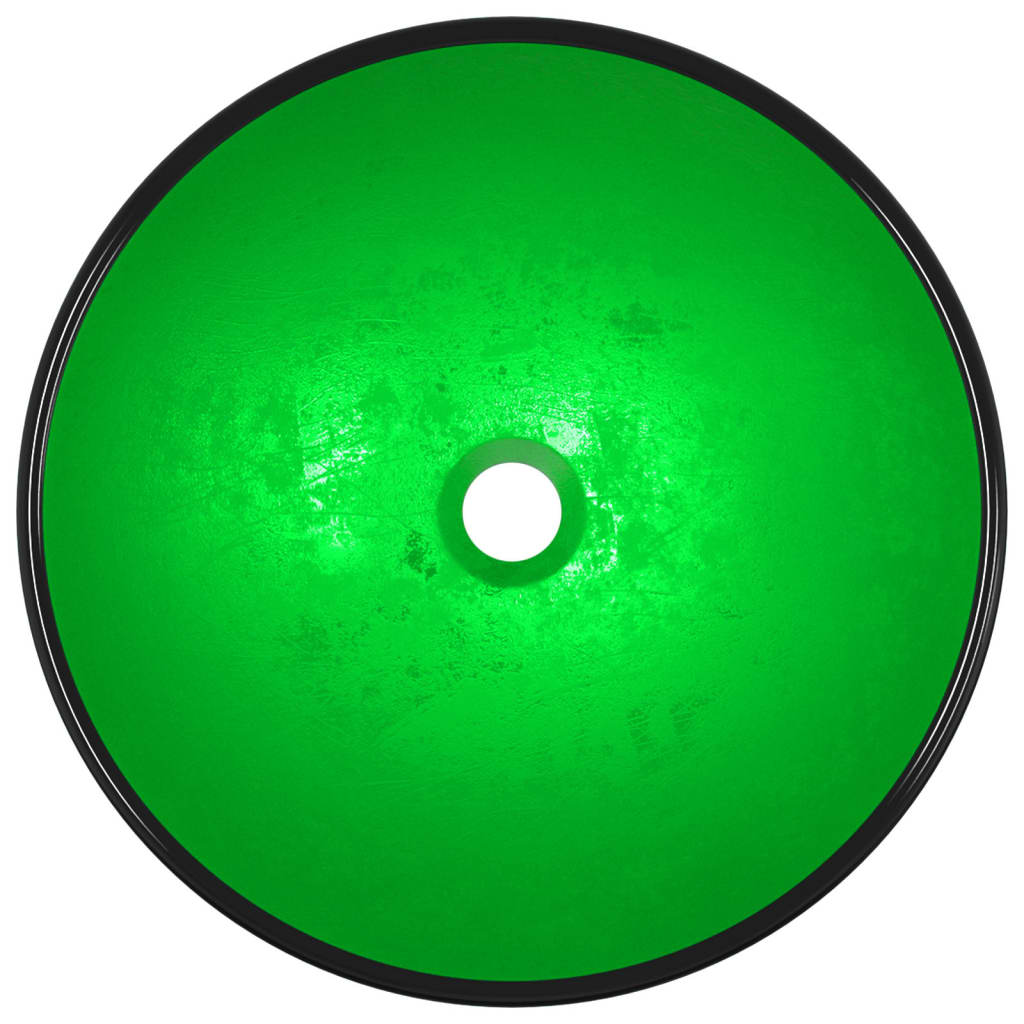 vidaXL Umywalka ze szkła hartowanego, 42x14 cm, zielona