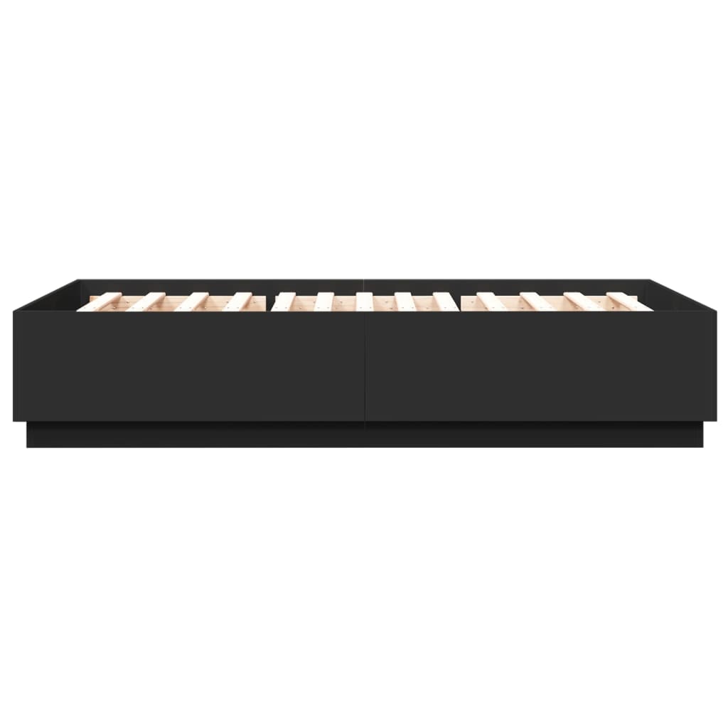 vidaXL Rama łóżka z LED, czarna, 150x200 cm, materiał drewnopochodny