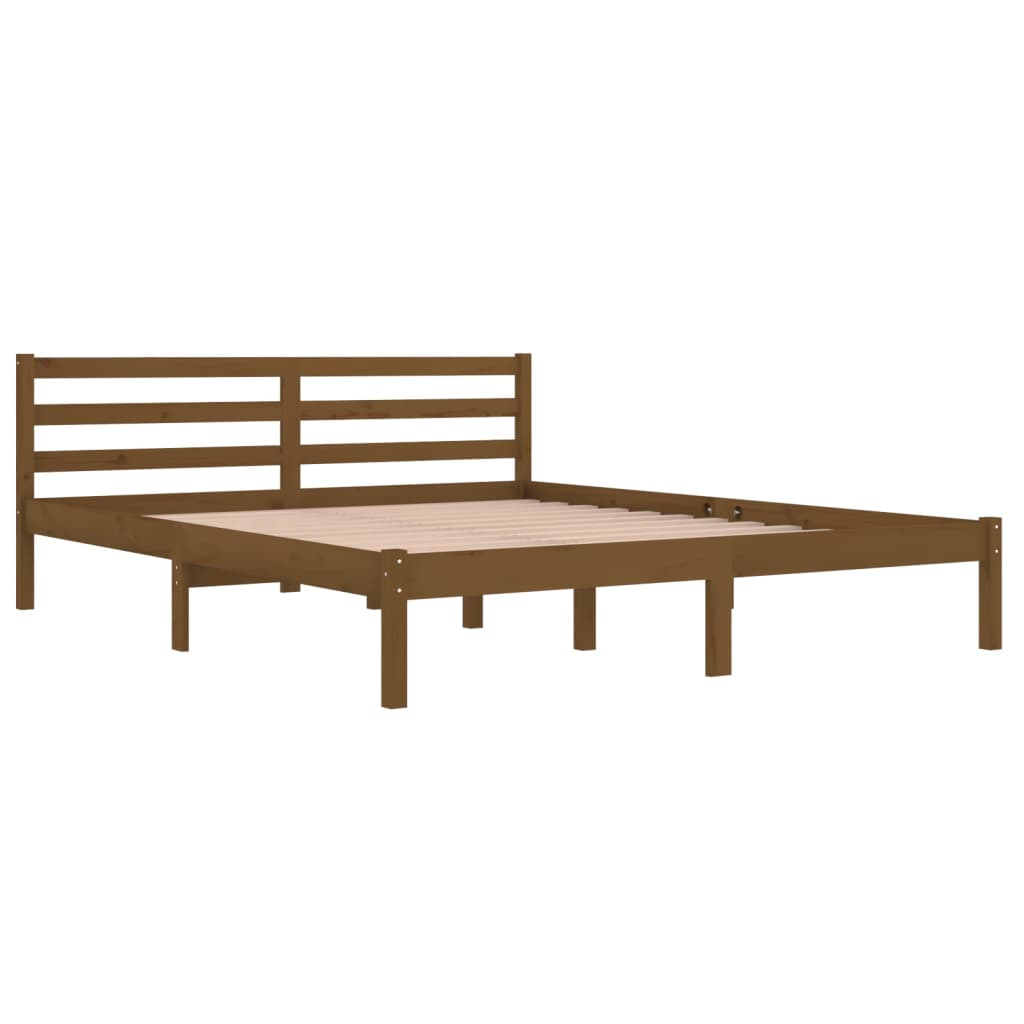 vidaXL Rama łóżka, lite drewno sosnowe, 160x200 cm, miodowy brąz