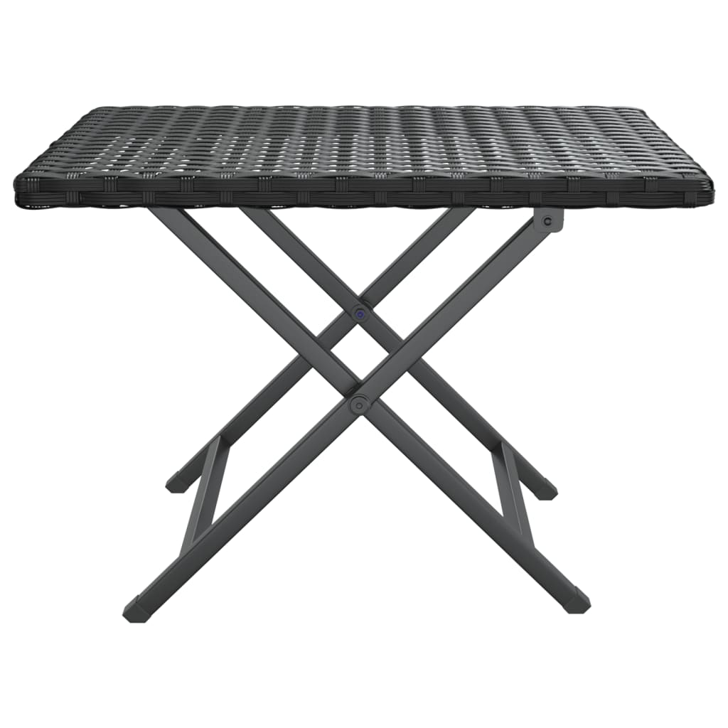 vidaXL Składany stolik, czarny, 45x35x32 cm, polirattan
